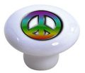 Set Of 2 Peace Sign Ceramic Cabinet Drawer Knobs 