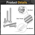 25pcs Hex Socket Head Cap Screws Bolts M5x60mm 304 Stainless Steel Drive Machine With Wrench Full Threaded Silver