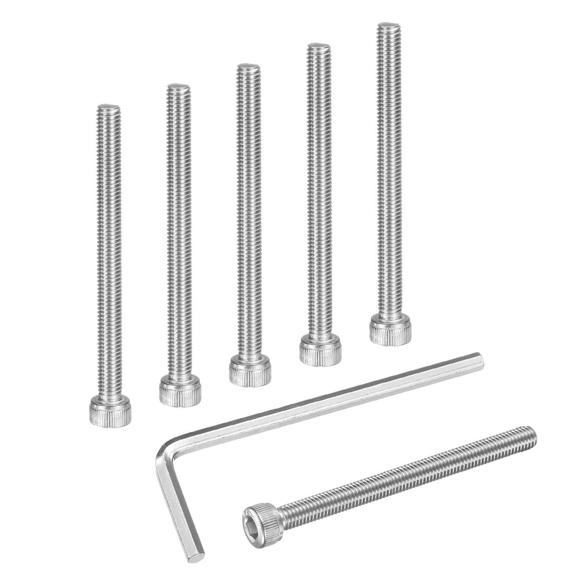 25pcs Hex Socket Head Cap Screws Bolts M5x60mm 304 Stainless Steel Drive Machine With Wrench Full Threaded Silver
