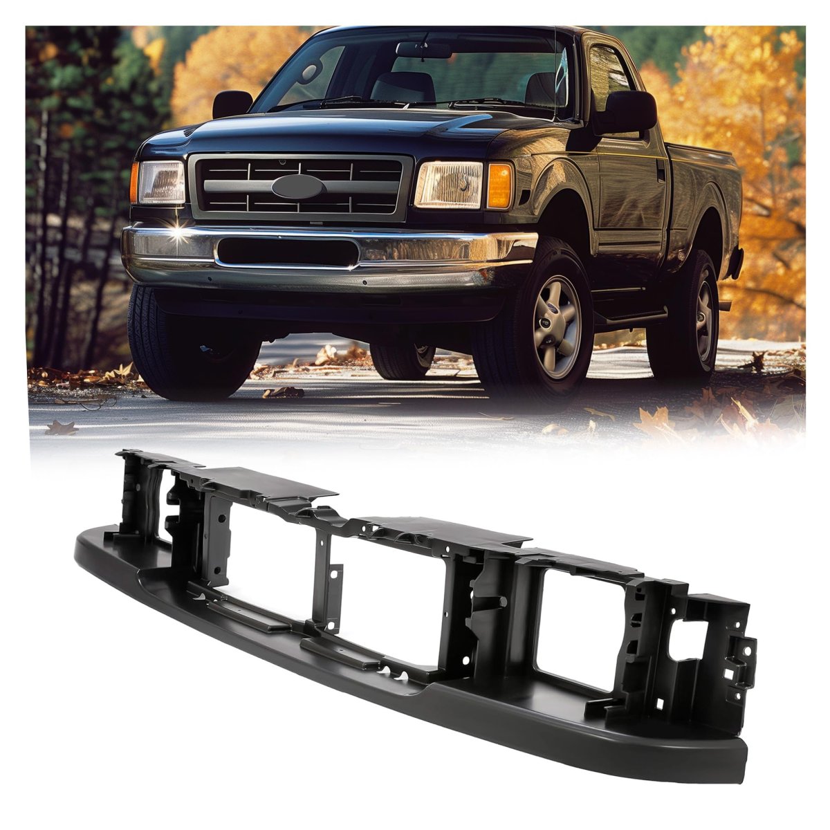 Hecasa Header Panel For 1993 1994 1995 1996 1997d Ranger Grill Grille Headlight Mount Nose Replacement For F67z8190aa Fo1220193