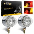 Partsam 2pcs Amber Red 17 Led Dual Revolution Watermelon Lights Dot Approved Plastic Chrome Double Face Auxiliary Pedestal Turn