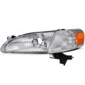 Ocpty Headlight Assembly Pair Replacement For Toyota Corolla 1998-2000 Chrome Housing Amber Reflector Clear Lens Driver