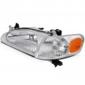 Ocpty Headlight Assembly Pair Replacement For Toyota Corolla 1998-2000 Chrome Housing Amber Reflector Clear Lens Driver