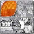 Ocpty Headlight Assembly Pair Replacement For Toyota Corolla 1998-2000 Chrome Housing Amber Reflector Clear Lens Driver