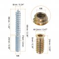 Uxcell M6x60mm Hanger Bolts 16pcs 31mm Wood Dowel Screw Self-tapping With M6x24mm Threaded Insert Nuts Interface Hex Socket