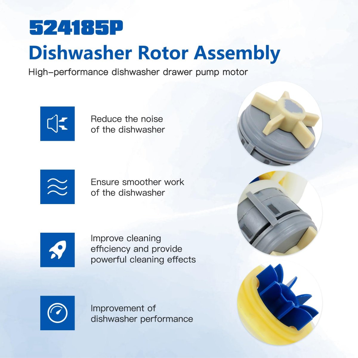 524185p 524307p 525884 Motor Rotor Assembly Dishwasher Drawer Pump For Ds601 Ds601i Ds601v2 Ds601v2i Ds602 Ds602i Ds603 Ds603b