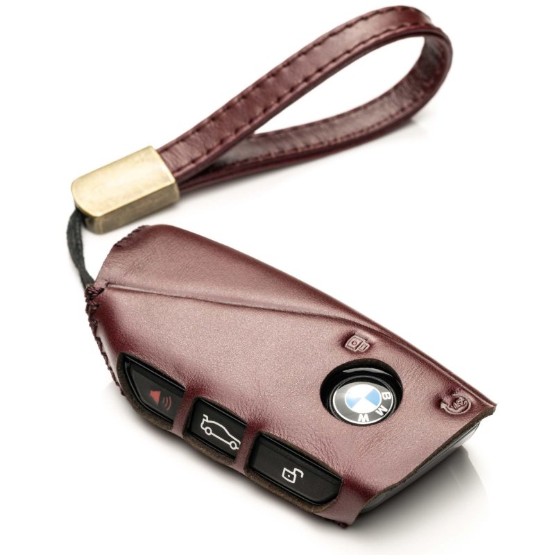 Vitodeco Premium Leather Key Fob Case For Bmw X5 X6 X2 I5 2024-up X7 X1 3 Series 7 Ix I4 I7 2023-up 4-button Tocora Red