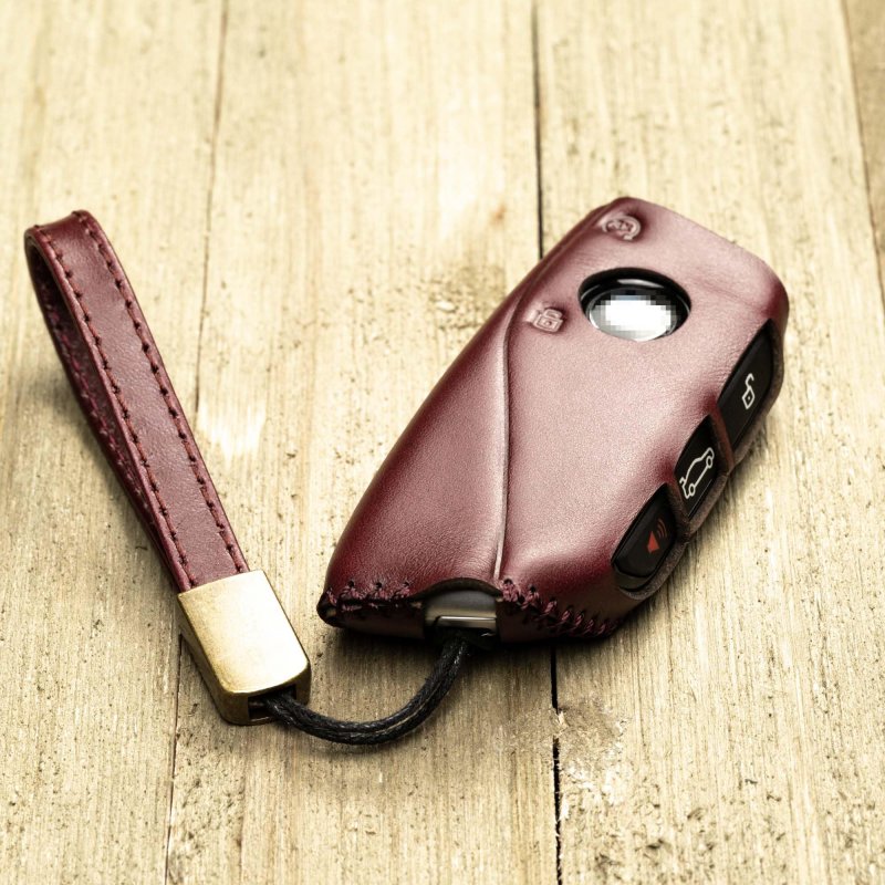 Vitodeco Premium Leather Key Fob Case For Bmw X5 X6 X2 I5 2024-up X7 X1 3 Series 7 Ix I4 I7 2023-up 4-button Tocora Red