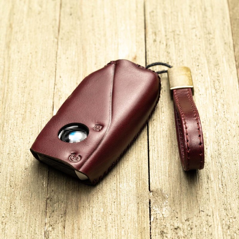 Vitodeco Premium Leather Key Fob Case For Bmw X5 X6 X2 I5 2024-up X7 X1 3 Series 7 Ix I4 I7 2023-up 4-button Tocora Red