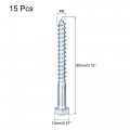 Uxcell Hex Lag Screws M8 X 80mm Carbon Steel Zinc Plated Half Thread Self-tapping Bolts For Wood Screw 15pcs
