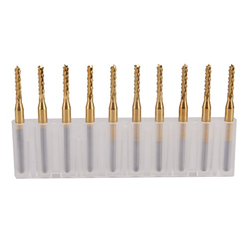 10pcs 2 0mm 1 8 Shank Engraving Bit Titanium Coating End Mill Pcb Cut Tool