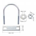Uxcell Round U-bolts 4 Sets 1 97 50mm Inner Width 80mm Length Steel M6 With Nut Plate Washer
