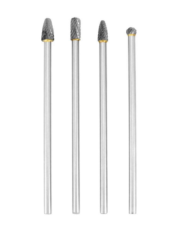 4pcs 6 In Long Shank Tungsten Carbide Burr Set 6mm Versatile Tool For Mold Manufacturing Chamfering Metal Wood Carving Grinding