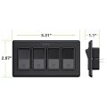Leisure Led Modern Quadruple Spst On-off Switch With Bezel 12-volt For Rv Trailer Camper Label Sticker Black