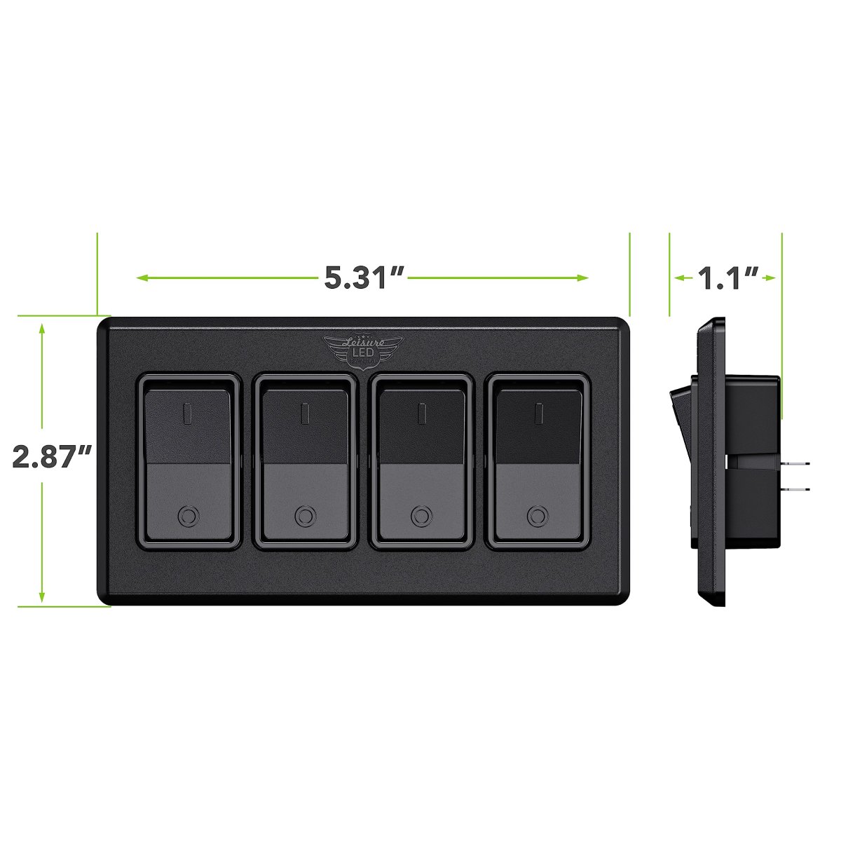 Leisure Led Modern Quadruple Spst On-off Switch With Bezel 12-volt For Rv Trailer Camper Label Sticker Black
