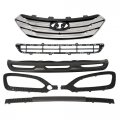 Kuafu Front Upper Lower Grille Compatible With 2013-2016 Hyundai Santa Fe Sport Replacement For Hy1200163 Hy1036118 W Fog Light