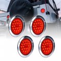 True Mods 4pc 4 Inch Round Led Trailer Tail Lights Dot Certified Stainless Steel Chrome Bezel Connector Plug Included Stop 