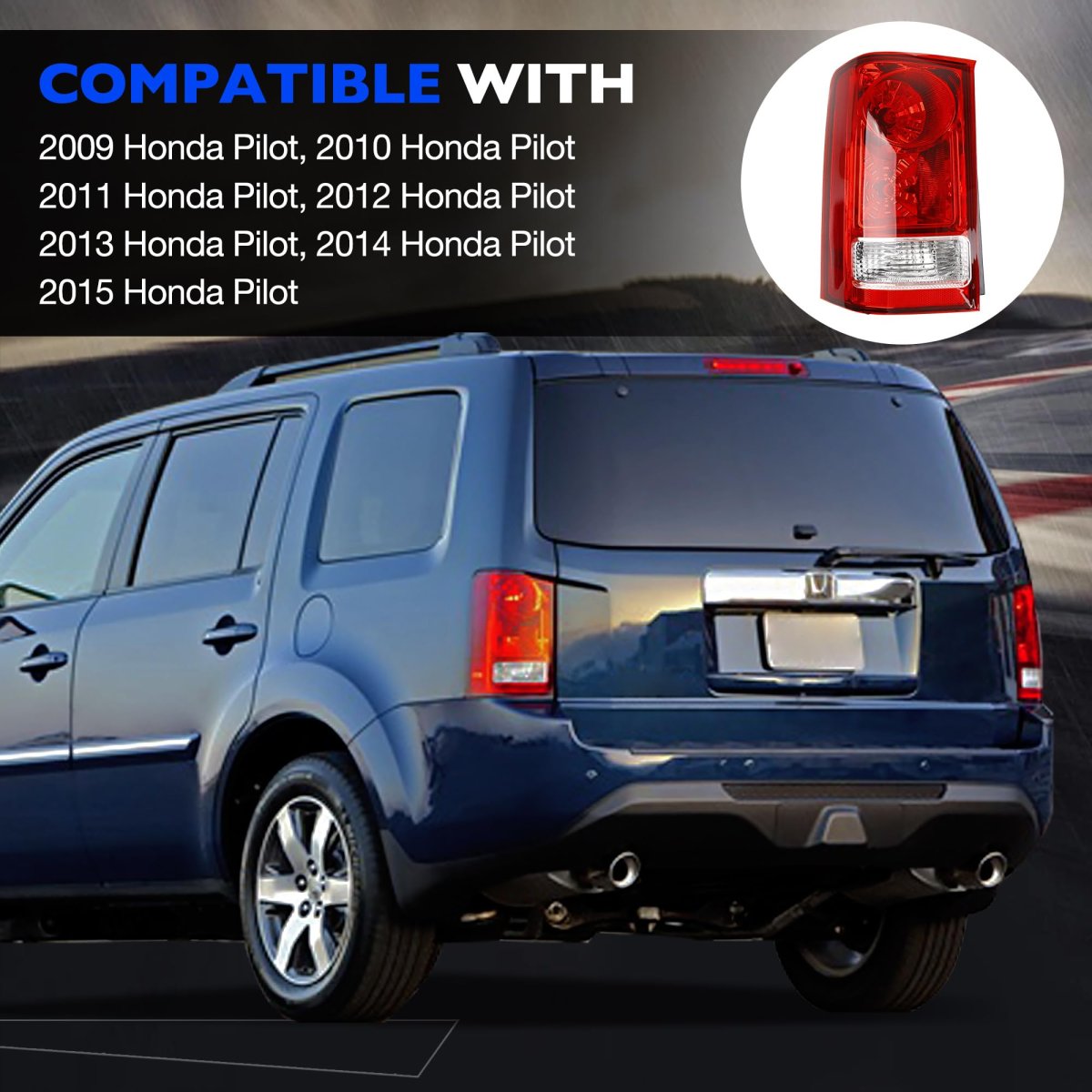 Tail Light Assembly For 2009 2015 Honda Pilot Driver Side Lh Rear Lamp With Bulb And Wiring Harness Replaces 33550-sza-a01