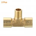 Uxcell Brass Tee Pipe Fitting 1 8 X Npt 3 Way T-connector Coupler Adapter For Gas Transport Connect Pipelines 2pcs