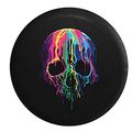 Melting Wax Skeleton Skull Neon Colors Spare Tire Cover Black 33 In 