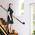 Seeutek Staircase Handrails 5ft For Indoor Stairs Stair Railing Hands Metal Railing Black Wrought Iron Pipe Handrail With Wall 