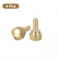 Uxcell M4x10mm Knurled Thumb Screws 4pcs Brass Bolts With Shoulder Grip Knobs Fasteners Tone