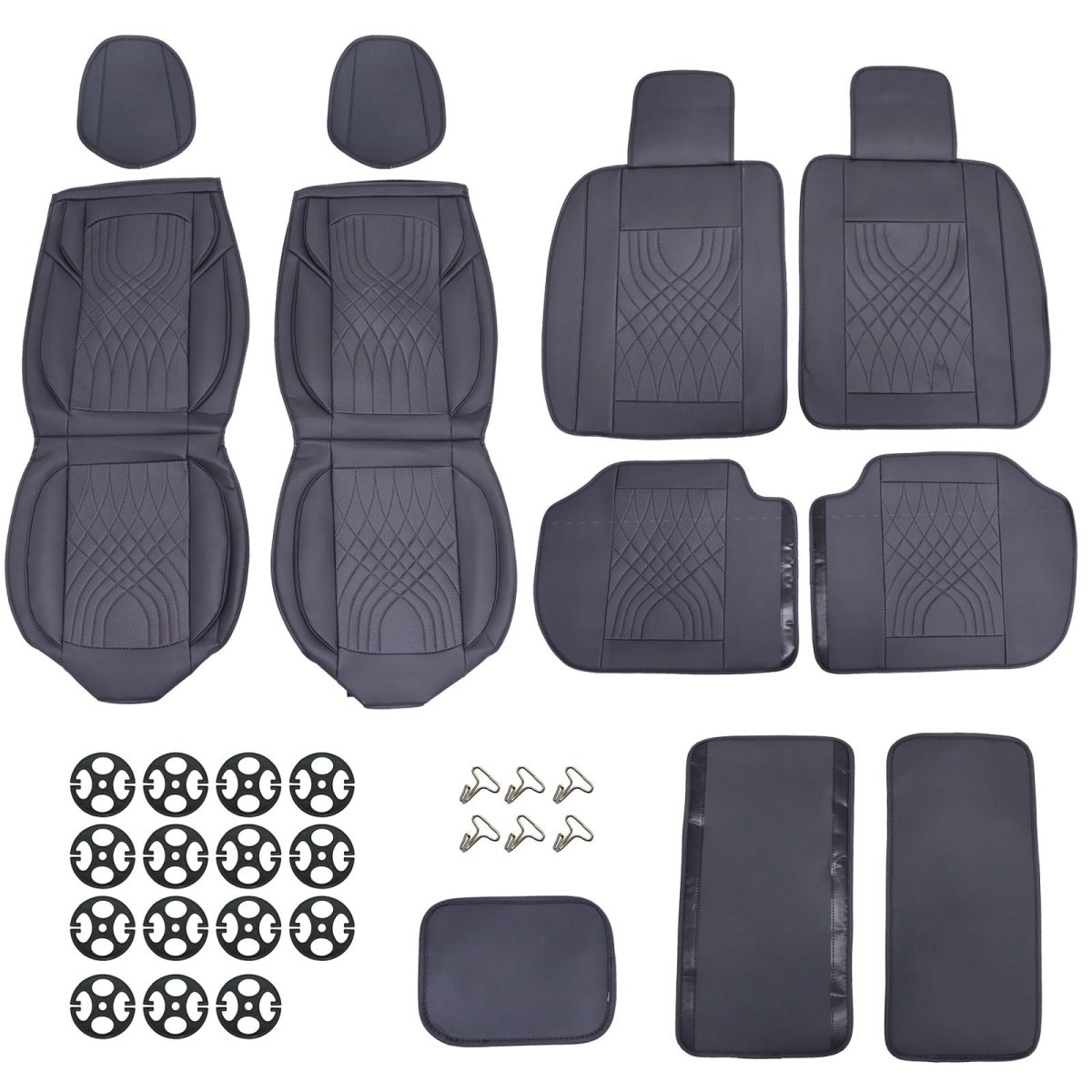 Universal Leather Car Seat Covers Full Set For 5 Seats Waterproof Faux Front And Rear Cushion Protectors Most Cars Trucks Suvs