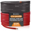 1 0 Gauge Battery Cables 50 Ft Copper Clad Aluminum Cca Car Amplifier Power And Ground Wire For Automotive Rv Trailer Welding 