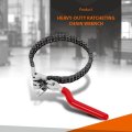 Heavy-duty Ratcheting Chain Wrench Fit Oil Filter Change Pipe Fittings 60-160mm Black