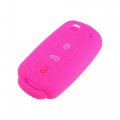 1pcs Silicone Key Fob Cover Fit For Volkswagen Jetta Gti Passat Golf Tiguan Touareg Cc Eos Rose Red 