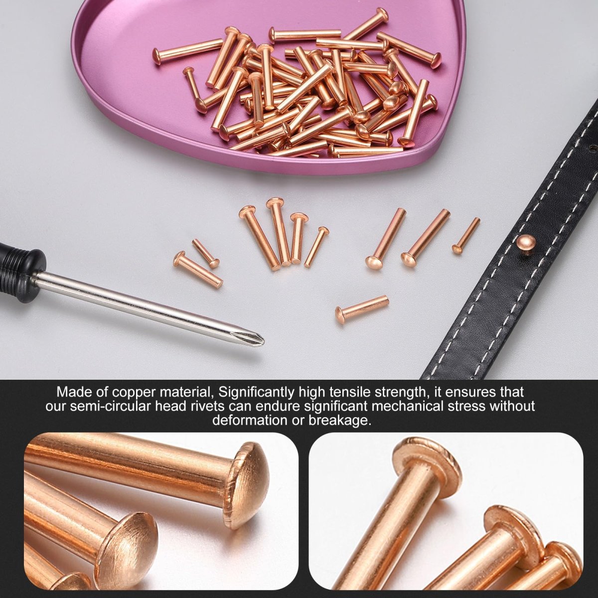 150 Pcs Copper Solid Rivets 0 12 X0 55 Half Round Head Rivet Metal Fasteners For Electrical Applications Leather Diy Craft