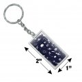 Graphics More Rectangle Space Pattern With Stars Planets Aliens Astronauts Spaceships Dogs Keychain In Chrome Plated Metal