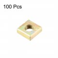 Uxcell Square Nuts M3x5 5mmx2mm Yellow Zinc Plated Metric Coarse Thread Assortment Kit 100 Pcs
