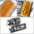Auto Dynasty Compatible With Chevy Silverado 1st Gen 4pc Pair Of Black Amber Corner Headlight Chrome Red Lens Led Tail Light