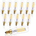 T6 Led Dimmable Light Bulbs E12 T25 Clear Glass Tubular Edison Candle Bulb 6w 4000k Natural 90 Cri Pack Of 12 For Ceiling Fan 
