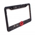Otostar 7 Row Pure Handmade Waterproof Bling Rhinestones Stainless Steel Metal License Plate Frame 2 Holes With Matching Screws 