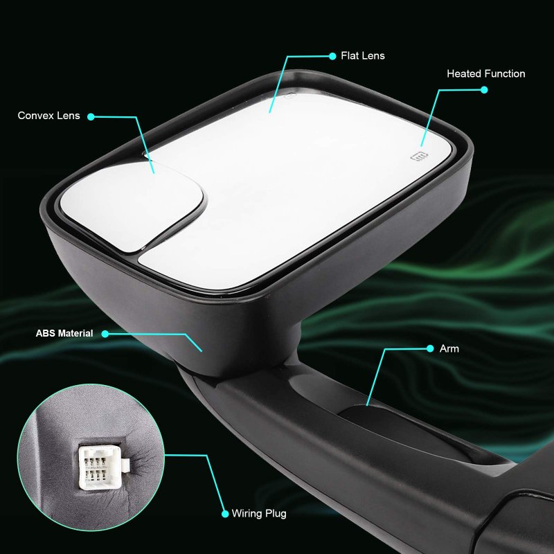 Passenger Side Towing Mirror For 2002-2008 Dodge Ram 1500 And 2003-2009 2500 3500 Power Adjusted Heated Right Manual Folding