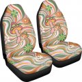 Drydeepin Aesthetic 70s 80s Wavy Swirl Mushroom Rainbow Print Car Accessories Front Seat Covers Set Of 2 Universal Fit Most