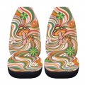 Drydeepin Aesthetic 70s 80s Wavy Swirl Mushroom Rainbow Print Car Accessories Front Seat Covers Set Of 2 Universal Fit Most