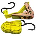 16 Pc Ratchet Tie Down Bulk Set- Cargo Straps With S Hooks For Moving Motorcycles And Securing