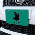 Graphics More Black Cat Lifting Leg And Licking Novelty Metal Vanity Tag License Plate