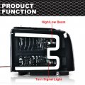 G-plus Led Drl Headlights Compatible With 2005 2006 2007 Ford F250 F350 F450 F550 Super Duty Bumper Headlamp Smokya Lensa Black