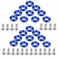 20x Washers Bolts Universal Aluminum Bumper Fender Washer Bolt Engine Bay Dress Up Kit Blue