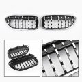 Topteng Pair Chrome Diamond Style Front Grill Kidney Grille For Bmw G30 G38 5 Series 2017-2019 520i 523i 528i 530i 535i 550i