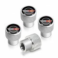Ipick Image For Chevrolet Corvette C4 Logo In Black On Shining Silver Premium Anodized Aluminum Tire Valve Stem Caps Set Of 4