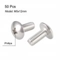 Uxcell Machine Screws M5x12mm Phillips Screw 304 Stainless Steel Fasteners Bolts 50pcs