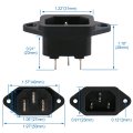 Baomain Iec 320 C14 Male Plug 3 Pins Pcb Panel Power Inlet Socket Connector Black As-05 Pack Of 10