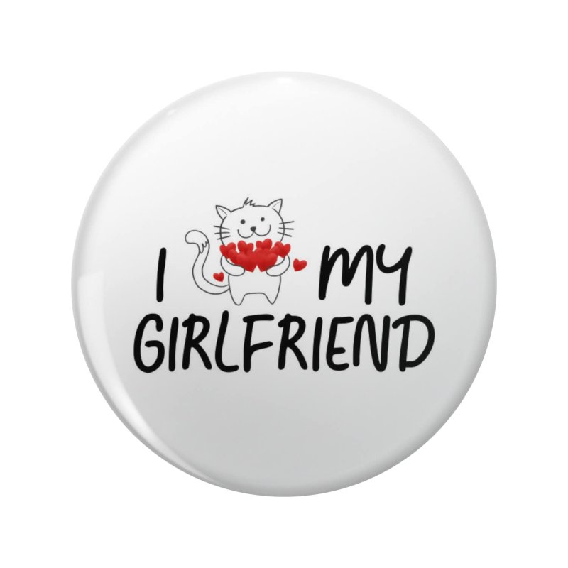 1080 Graphics I Love My Girlfriend Cat Heart Kawaii Key Chain Double Sided Stainless Steel Keychain
