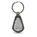 Ford Mustang Mach-e Silver Genuine Carbon Fiber Black Metal Teardrop Key Chain Official Licensed 