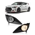 Hecasa Pair Fog Lights W Bezel For 2013-2017 Hyundai Veloster Turbo Front Bumper Clear Lens Lamp Black Bezel Left Right Side 